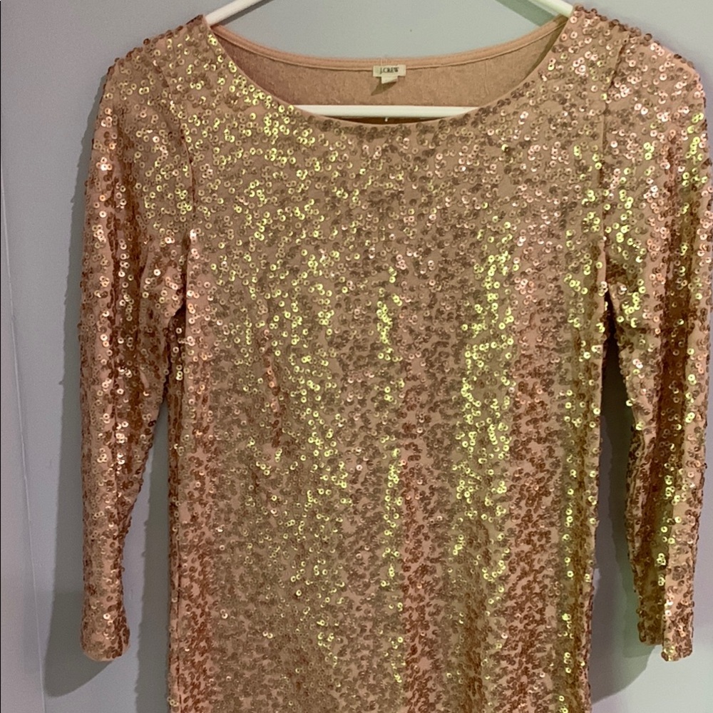 J. Crew Gold Sequin 3/4 Sleeve Blouse